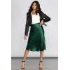 Zeagoo Skirts for Women High Waist Skirt Elegant Midi Skirt Satin(Green)