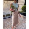 Zeagoo Skirts for Women High Waist Skirt Elegant Midi Skirt Satin(Light Khaki)