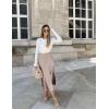 Zeagoo Skirts for Women High Waist Skirt Elegant Midi Skirt Satin(Light Khaki)