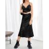 Zeagoo Skirts for Women High Waist Skirt Elegant Midi Skirt Satin(New-black)