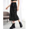 Zeagoo Skirts for Women High Waist Skirt Elegant Midi Skirt Satin(New-black)