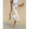 Zeagoo Skirts for Women High Waist Skirt Elegant Midi Skirt Satin(Pastel Peach)