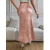 Zeagoo Skirts for Women High Waist Skirt Elegant Midi Skirt Satin(Pat6)