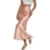 Zeagoo Skirts for Women High Waist Skirt Elegant Midi Skirt Satin(Pat6)