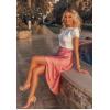 Zeagoo Skirts for Women High Waist Skirt Elegant Midi Skirt Satin(Pink)