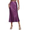 Zeagoo Skirts for Women High Waist Skirt Elegant Midi Skirt Satin(Purple-01)