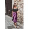 Zeagoo Skirts for Women High Waist Skirt Elegant Midi Skirt Satin(Purple-01)