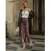 Zeagoo Skirts for Women High Waist Skirt Elegant Midi Skirt Satin(Red Floral)