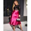 Zeagoo Skirts for Women High Waist Skirt Elegant Midi Skirt Satin(Rose)