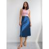 Zeagoo Skirts for Women High Waist Skirt Elegant Midi Skirt Satin(Royal Blue)