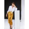 Zeagoo Skirts for Women High Waist Skirt Elegant Midi Skirt Satin(Yellow)