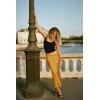 Zeagoo Skirts for Women High Waist Skirt Elegant Midi Skirt Satin(Yellow)