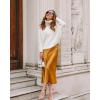 Zeagoo Skirts for Women High Waist Skirt Elegant Midi Skirt Satin(Yellow)