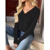 Zeagoo Women Long Sleeve Tops Dressy Casual V Neck Tshirts Basics Tee 2025 Fall Trendy Clothes S-2XL(Black)