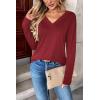 Zeagoo Women Long Sleeve Tops Dressy Casual V Neck Tshirts Basics Tee 2025 Fall Trendy Clothes S-2XL(Der)