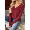 Zeagoo Women Long Sleeve Tops Dressy Casual V Neck Tshirts Basics Tee 2025 Fall Trendy Clothes S-2XL(Der)
