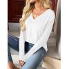 Zeagoo Women Long Sleeve Tops Dressy Casual V Neck Tshirts Basics Tee 2025 Fall Trendy Clothes S-2XL(White)