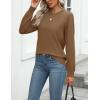 Zeagoo Womens 2026 Fall Sweaters Long Sleeve Tops Classic Crew Neck Pullover Sweaters Loose Dressy Casual Basic Clothes(Brown)