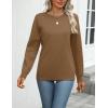 Zeagoo Womens 2026 Fall Sweaters Long Sleeve Tops Classic Crew Neck Pullover Sweaters Loose Dressy Casual Basic Clothes(Brown)