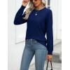 Zeagoo Womens 2026 Fall Sweaters Long Sleeve Tops Classic Crew Neck Pullover Sweaters Loose Dressy Casual Basic Clothes(Deep Blue)