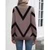 Zeagoo Womens 2026 Fall Sweaters Long Sleeve Tops Classic Crew Neck Pullover Sweaters Loose Dressy Casual Basic Clothes(Geometric Pattern-jh583)