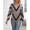Zeagoo Womens 2026 Fall Sweaters Long Sleeve Tops Classic Crew Neck Pullover Sweaters Loose Dressy Casual Basic Clothes(Geometric Pattern-jh584)