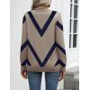 Zeagoo Womens 2026 Fall Sweaters Long Sleeve Tops Classic Crew Neck Pullover Sweaters Loose Dressy Casual Basic Clothes(Geometric Pattern-jh584)