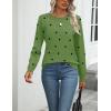 Zeagoo Womens 2026 Fall Sweaters Long Sleeve Tops Classic Crew Neck Pullover Sweaters Loose Dressy Casual Basic Clothes(Polka Dot-green)