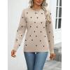 Zeagoo Womens 2026 Fall Sweaters Long Sleeve Tops Classic Crew Neck Pullover Sweaters Loose Dressy Casual Basic Clothes(Polka Dot-khaki)