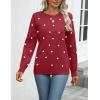 Zeagoo Womens 2026 Fall Sweaters Long Sleeve Tops Classic Crew Neck Pullover Sweaters Loose Dressy Casual Basic Clothes(Polka Dot-red)