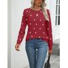 Zeagoo Womens 2026 Fall Sweaters Long Sleeve Tops Classic Crew Neck Pullover Sweaters Loose Dressy Casual Basic Clothes(Polka Dot-red)