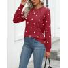 Zeagoo Womens 2026 Fall Sweaters Long Sleeve Tops Classic Crew Neck Pullover Sweaters Loose Dressy Casual Basic Clothes(Polka Dot-red)