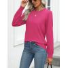 Zeagoo Womens 2026 Fall Sweaters Long Sleeve Tops Classic Crew Neck Pullover Sweaters Loose Dressy Casual Basic Clothes(Rose Red)