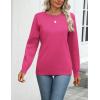Zeagoo Womens 2026 Fall Sweaters Long Sleeve Tops Classic Crew Neck Pullover Sweaters Loose Dressy Casual Basic Clothes(Rose Red)
