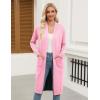 Zeagoo Women’s Long Cardigan Sweaters Lightweight Sweater Long Sleeve Open Front Casual Knit Duster Cardigans with Pocket(Pink)
