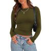 Zeagoo Womens Long Sleeve Stretch Crewneck Ribbed T-Shirt Slim Fit Casual Basic Tops S-XXL(Army Green)