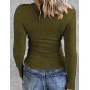 Zeagoo Womens Long Sleeve Stretch Crewneck Ribbed T-Shirt Slim Fit Casual Basic Tops S-XXL(Army Green)