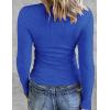 Zeagoo Womens Long Sleeve Stretch Crewneck Ribbed T-Shirt Slim Fit Casual Basic Tops S-XXL(Blue)