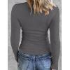 Zeagoo Womens Long Sleeve Stretch Crewneck Ribbed T-Shirt Slim Fit Casual Basic Tops S-XXL(Charcoal Grey)