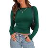 Zeagoo Womens Long Sleeve Stretch Crewneck Ribbed T-Shirt Slim Fit Casual Basic Tops S-XXL(Dark Green)