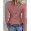 Zeagoo Womens Long Sleeve Stretch Crewneck Ribbed T-Shirt Slim Fit Casual Basic Tops S-XXL(Dusty Pink)