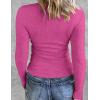 Zeagoo Womens Long Sleeve Stretch Crewneck Ribbed T-Shirt Slim Fit Casual Basic Tops S-XXL(Hot Pink)