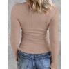 Zeagoo Womens Long Sleeve Stretch Crewneck Ribbed T-Shirt Slim Fit Casual Basic Tops S-XXL(Light Khaki)