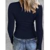 Zeagoo Womens Long Sleeve Stretch Crewneck Ribbed T-Shirt Slim Fit Casual Basic Tops S-XXL(Navy Blue)