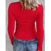 Zeagoo Womens Long Sleeve Stretch Crewneck Ribbed T-Shirt Slim Fit Casual Basic Tops S-XXL(Red)