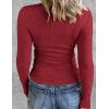 Zeagoo Womens Long Sleeve Stretch Crewneck Ribbed T-Shirt Slim Fit Casual Basic Tops S-XXL(Wine Red)
