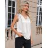 Zeagoo Women’s Silk Satin Camisole Tank Tops V Neck Pleated Dressy Casual Sleeveless Blouses Summer Business Work Shirts(A-white)