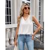 Zeagoo Women’s Silk Satin Camisole Tank Tops V Neck Pleated Dressy Casual Sleeveless Blouses Summer Business Work Shirts(A-white)