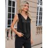 Zeagoo Women’s Silk Satin Camisole Tank Tops V Neck Pleated Dressy Casual Sleeveless Blouses Summer Business Work Shirts(Black)