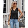 Zeagoo Women’s Silk Satin Camisole Tank Tops V Neck Pleated Dressy Casual Sleeveless Blouses Summer Business Work Shirts(Black)